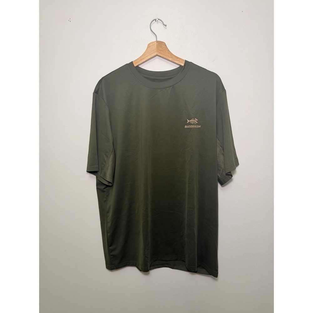 Bassdash Men's UPF50+ Graphic Short Sleeve Sun Shirt – Green – Size Large – NWT - Picture 2 of 4
